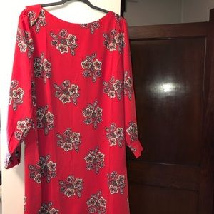 LOFT red paisley boatneck dress 18 NWT